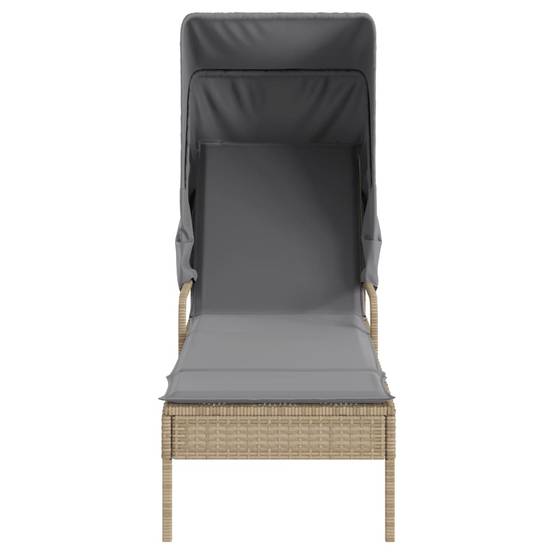 Chaise longue avec auvent et table beige résine tressée 62 x 200 x 130 cm, Poids :19.2kg - PANGIVO - Image 4