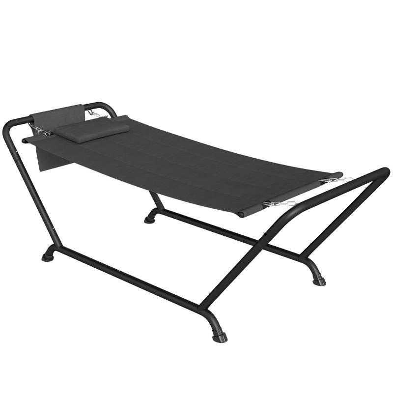Hamac avec cadre de 237 x 90 cm, hamac en barre avec poche latérale, cadre métallique d’appuie-tête jusqu’à 150 kg