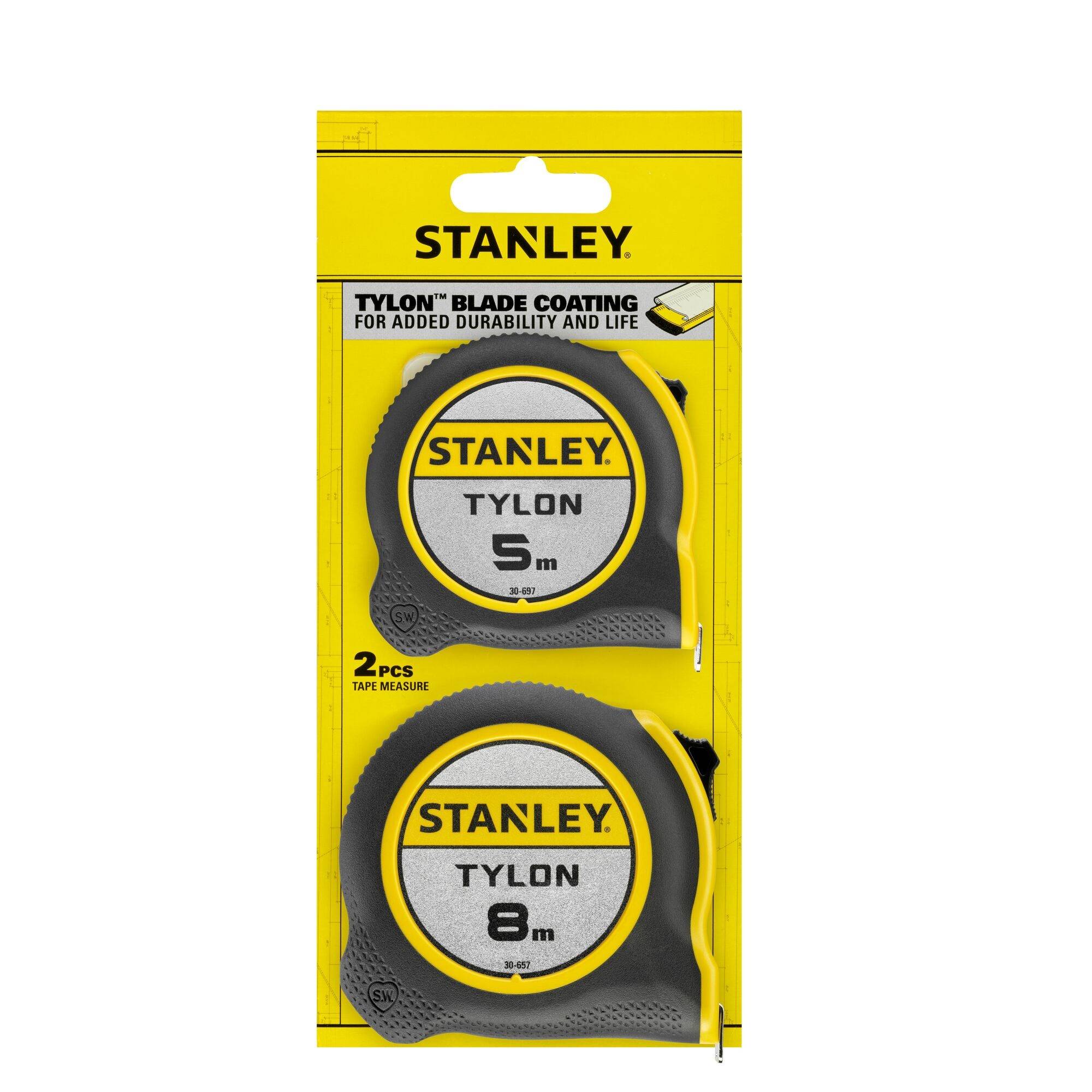 stanley - STANLEY Lot de 2 mètres ruban déroulant Tylon - 5 et 8 mètres - Image 4