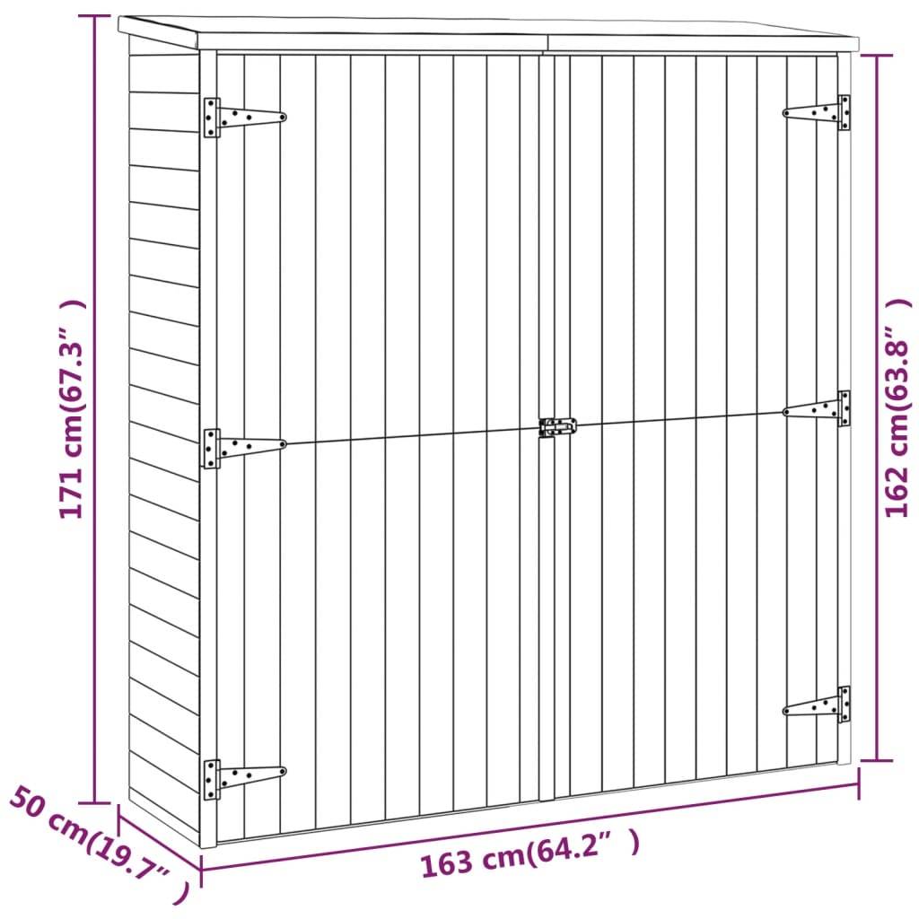 Abri de jardin cabane cabanon maison de stockage remise extérieur hangar outils robuste 163 x 50 x 171 cm Bois de pin solide marron - Image 6