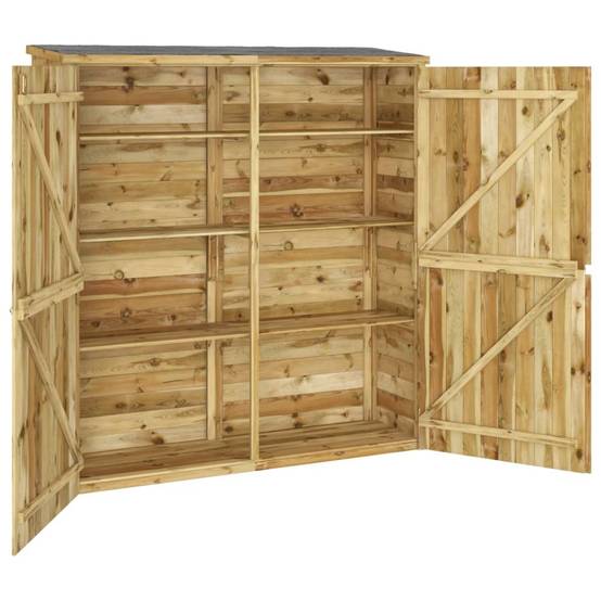Abri de jardin cabane cabanon maison de stockage remise extérieur hangar outils robuste 163 x 50 x 171 cm Bois de pin solide marron - Image 5