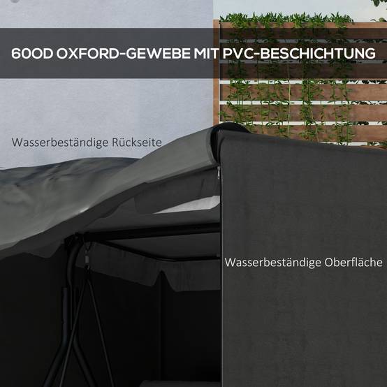 Housse de protection pour balancelle de jardin tissu Oxford imperméable 177x114x152cm gris foncé - ComfortXL Outdoor Living - Image 7