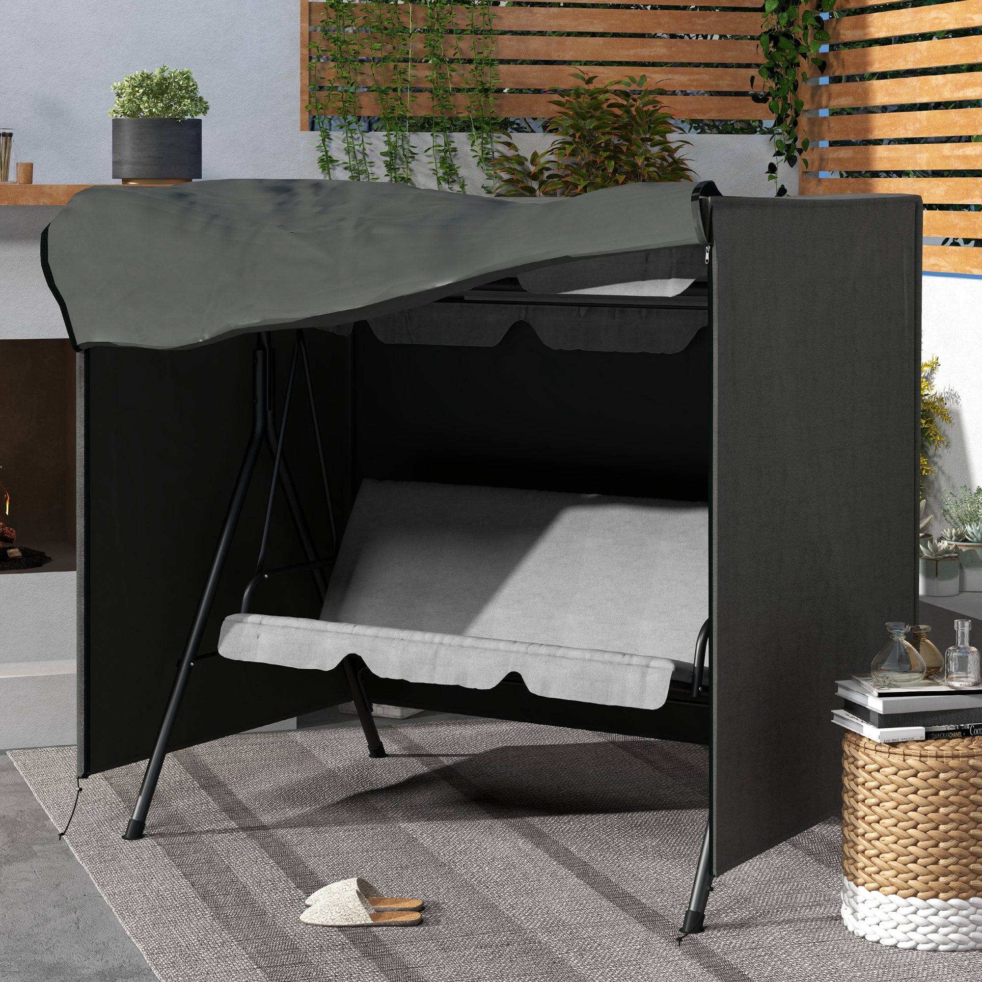 Housse de protection pour balancelle de jardin tissu Oxford imperméable 177x114x152cm gris foncé - ComfortXL Outdoor Living - Image 3