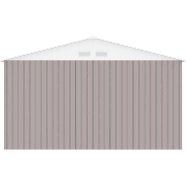 Sans Marque - Abri de jardin en métal 12,99 m² - 340 x 382 x 210 cm - NEPTUNE - Kit d'ancrage inclus, 2 portes coulissantes - Taupe - Image 6