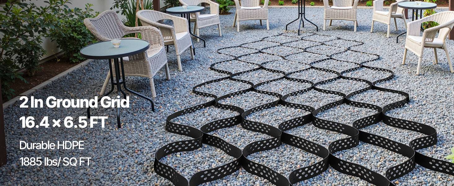 Vevor - VEVOR Grille de stabilisation 5x1,98 m, geocellulaire 5 cm, PEHD noir, renforce allées, terrasses et pentes - Image 9