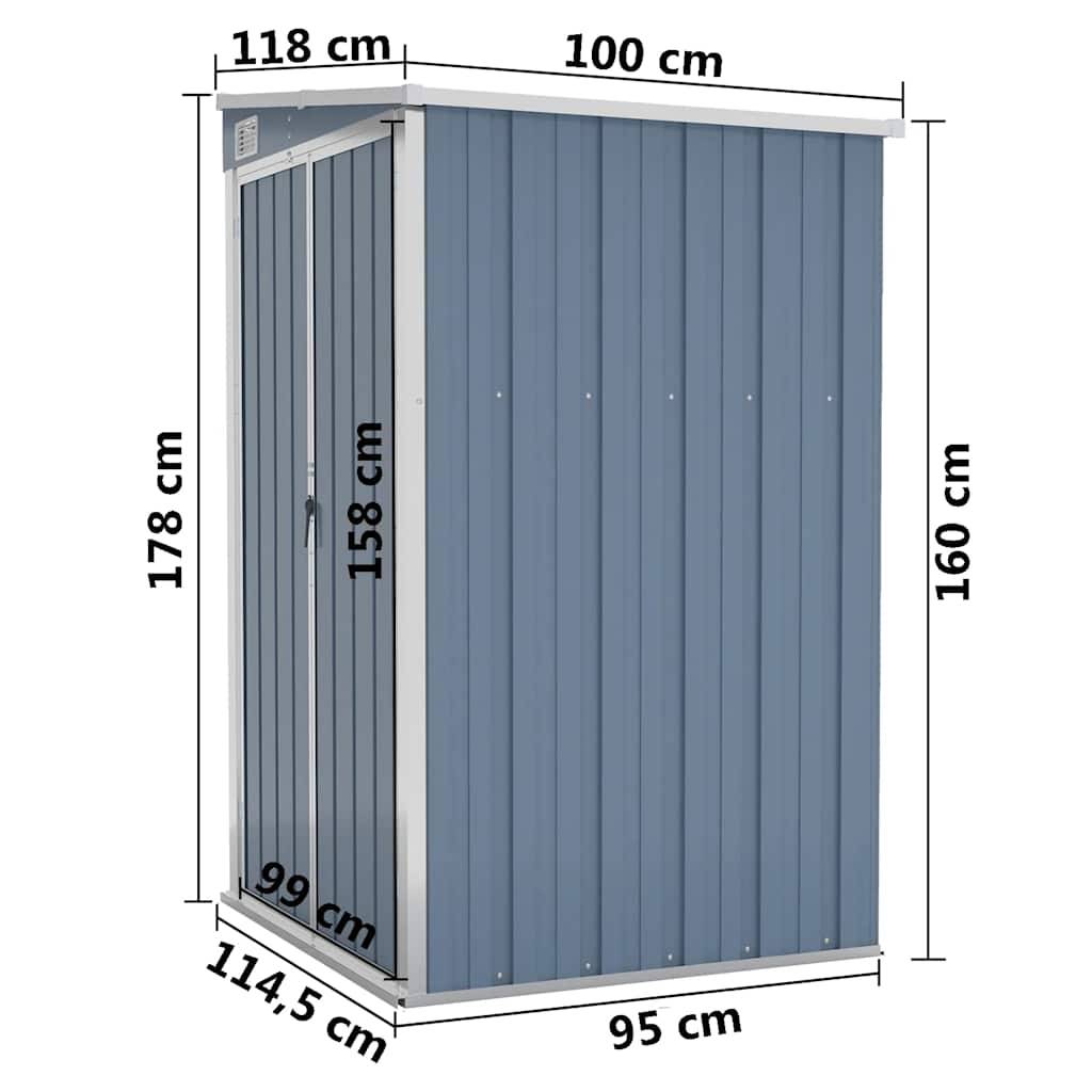 Helloshop26 - Remise de jardin murale 118 x 100 x 178 cm acier galvanisé gris - Image 6