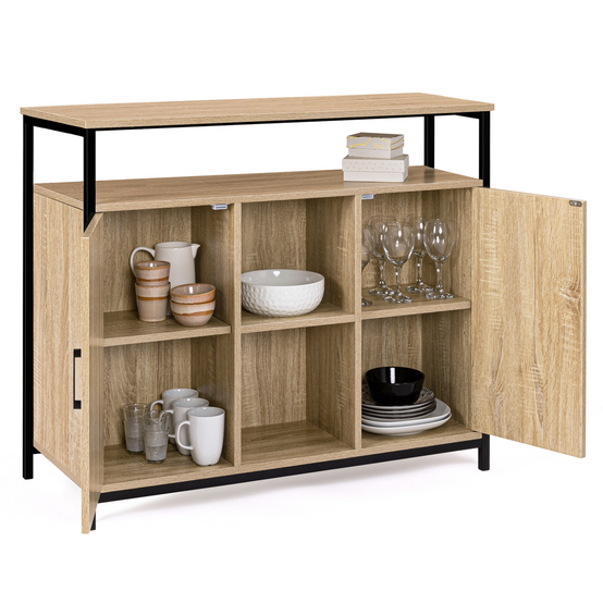 Buffet 100 cm DETROIT 2 portes avec étagères design industriel (compose ref 15343) - Image 4
