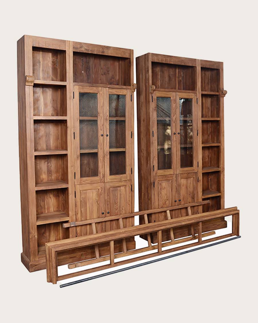 Annisa - Bibliothèque en bois massif de teck recyclé 250 cm - UNIQKA - Image 5