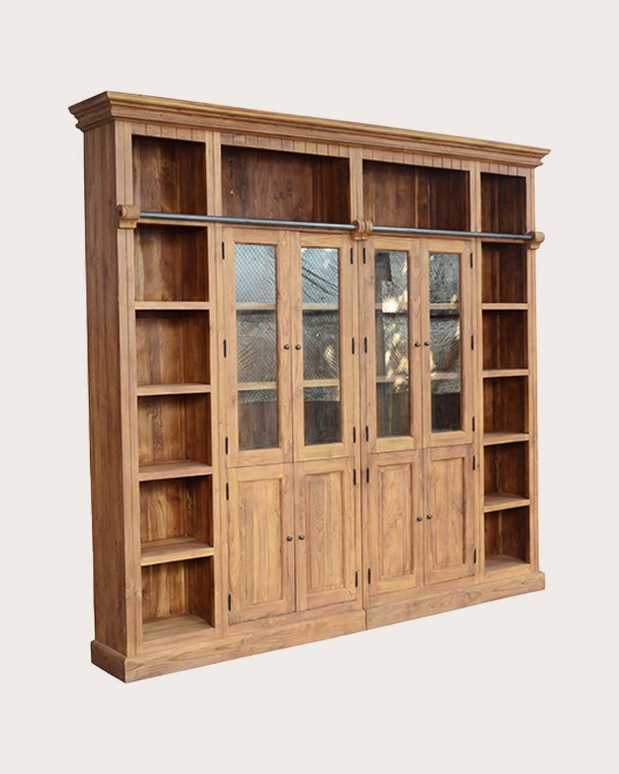 Annisa - Bibliothèque en bois massif de teck recyclé 250 cm - UNIQKA - Image 3