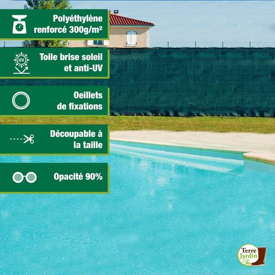 Brise vue renforcé 300 gr/m² 1.5 x 10 Vert - Image 2