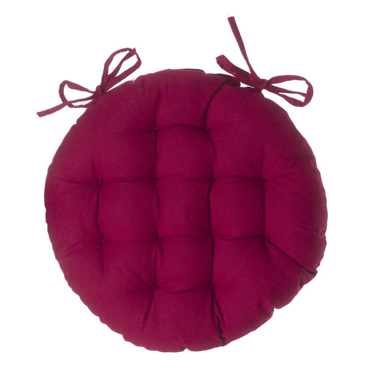 Lot de 6 Galettes de chaise en Coton Rouge D 38 cm - Image 3