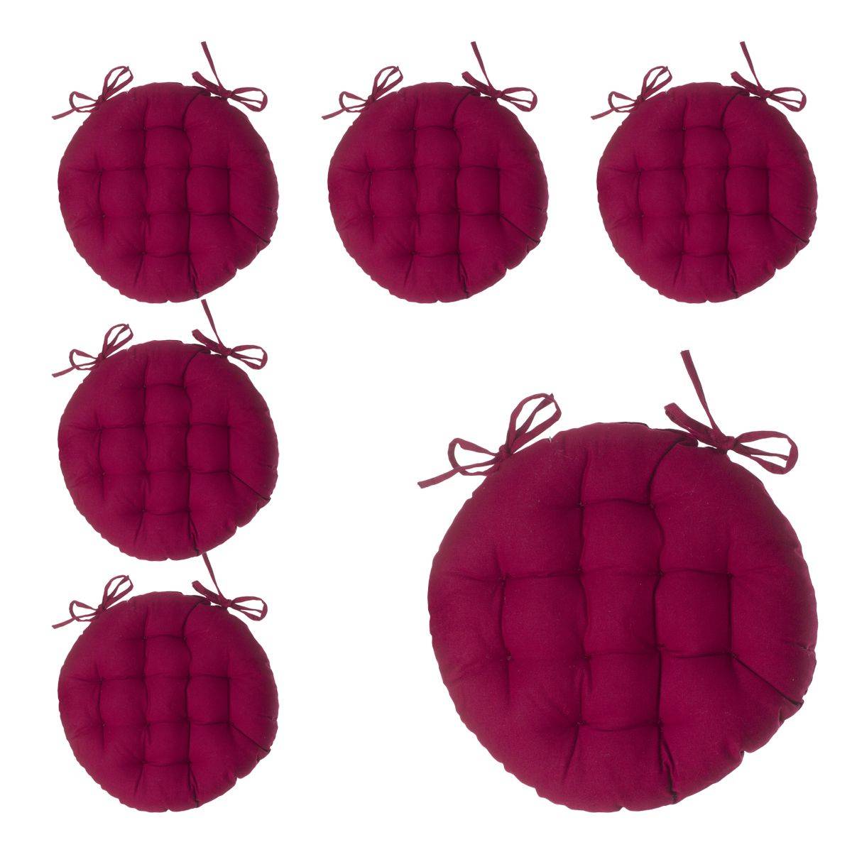 Lot de 6 Galettes de chaise en Coton Rouge D 38 cm - Image 1