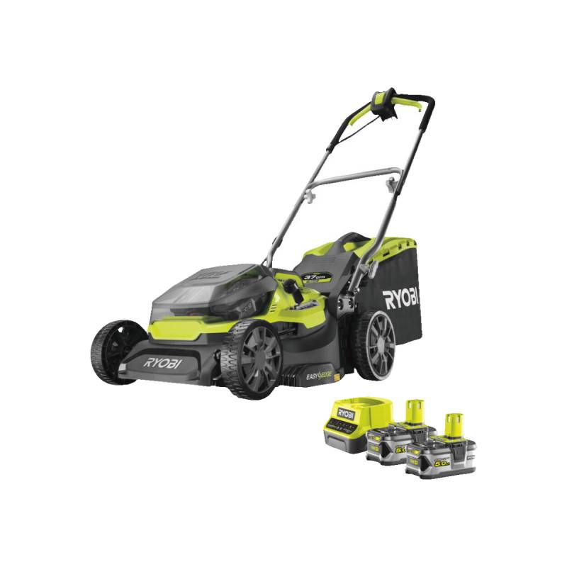 Ryobi - Tondeuse hybride RYOBI 18V One+ coupe 37cm - 2 batteries 5.0 Ah - 1 chargeur rapide RY18LMH37A-250 - Image 1