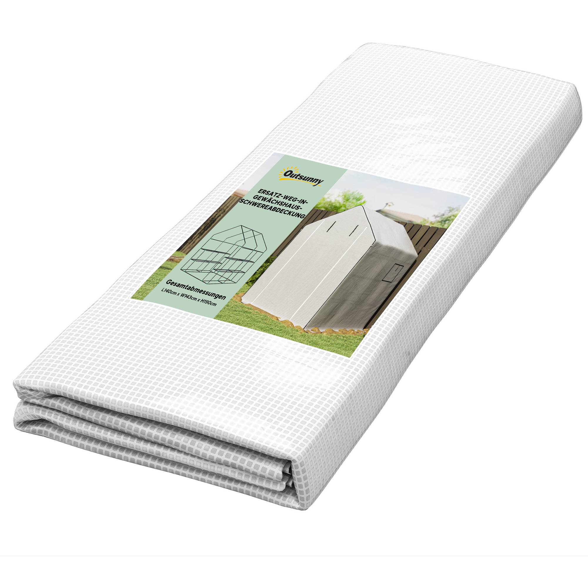 Film de protection serre imperméable avec fenêtres et porte enroulable, 140x143x190 cm blanc - Image 1