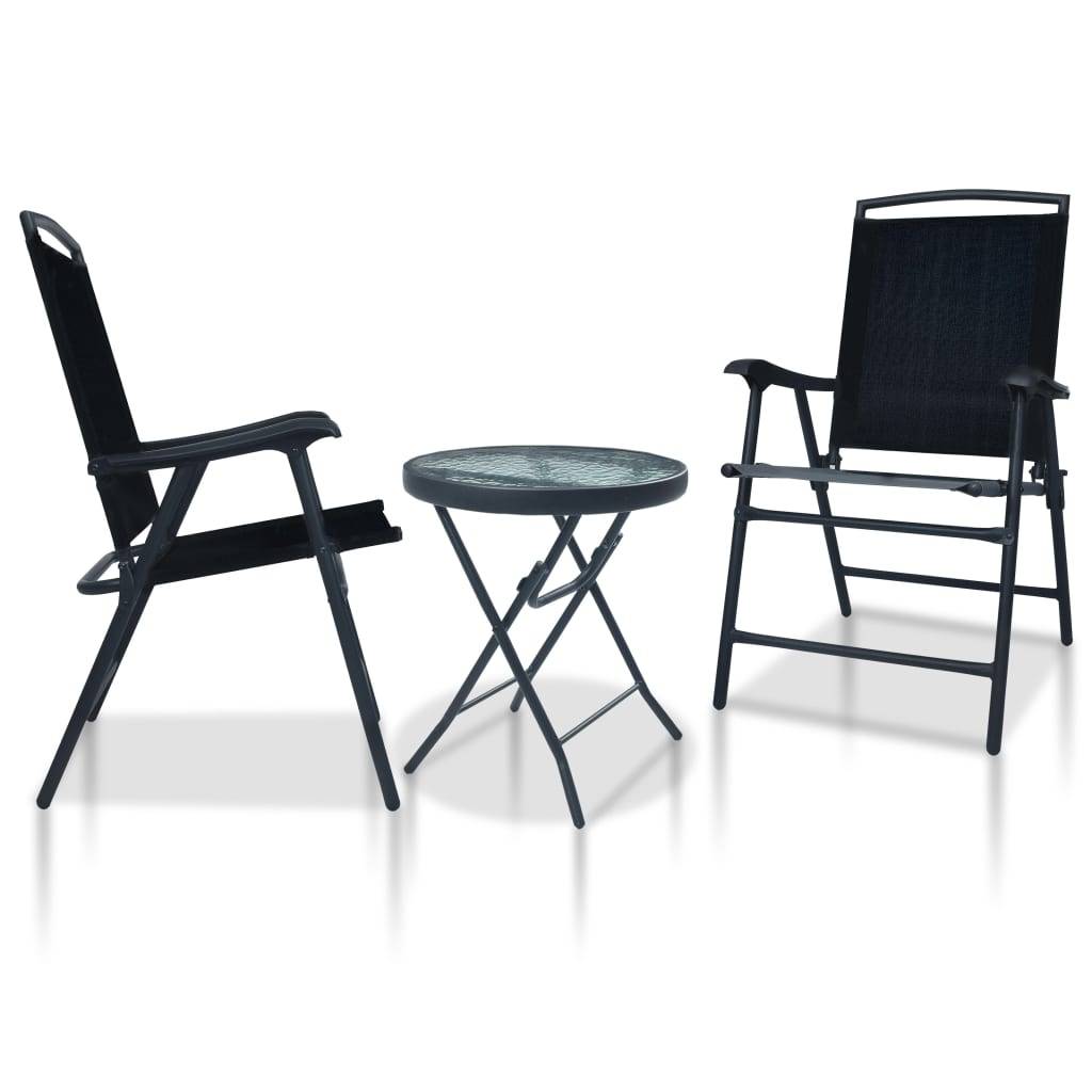 Helloshop26 - Ensemble de bistro jardin meuble extérieur terrasse 3 pièces noir acier - Image 1