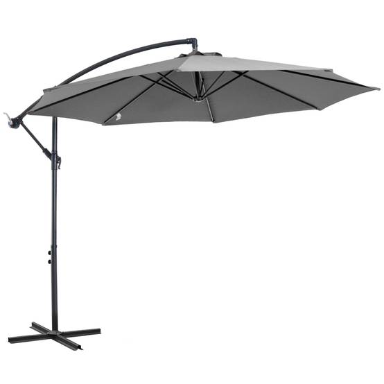 Parasol déporté octogonal inclinable manivelle avec pied en acier Ø 3 x 2,5m gris fr317 - Image 1