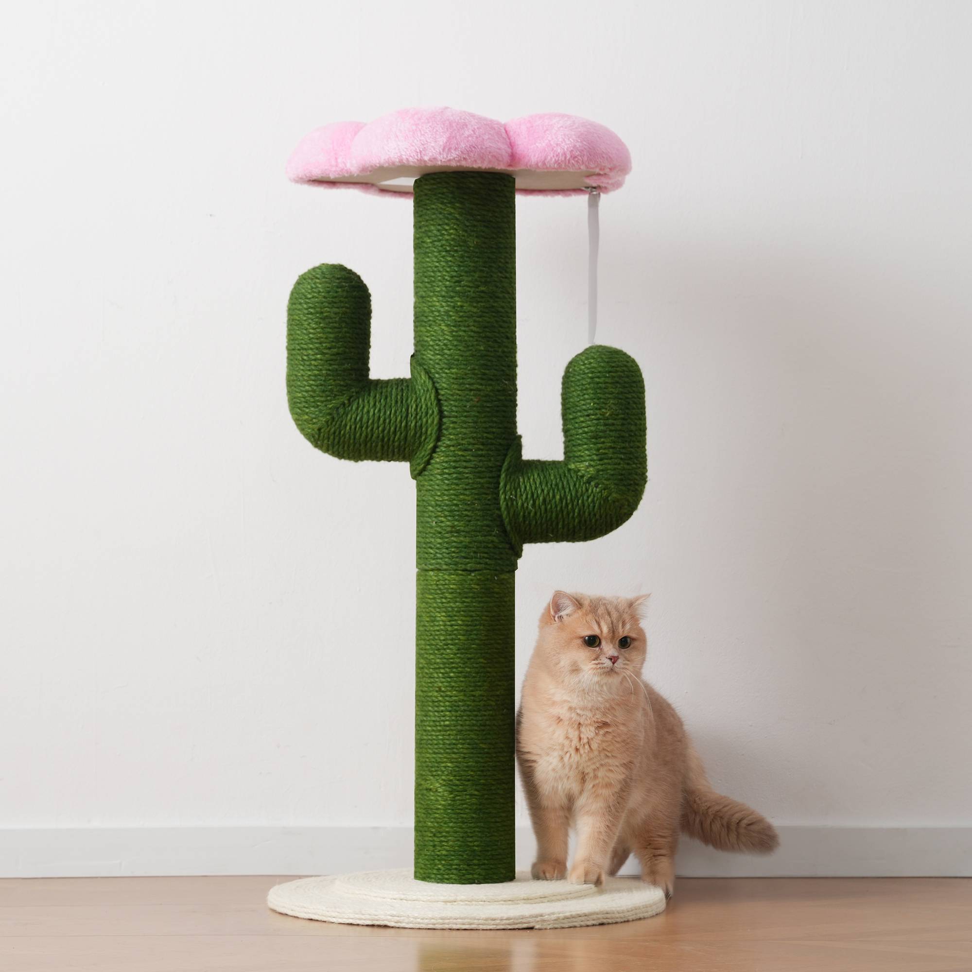 Arbre à Chat Cactus 90 cm, Poteaux en Sisal Épais, Griffoir avec Système Anti-Basculement, Arbre à Chat d’Intérieur, Design Vert - Image 10
