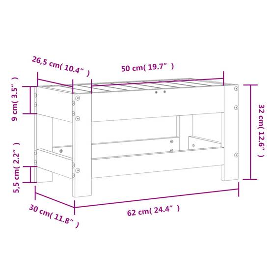 Vidaxl - Repose-pied de jardin cire marron 62x30x32 cm bois pin massif vidaXL 844895 - Image 3