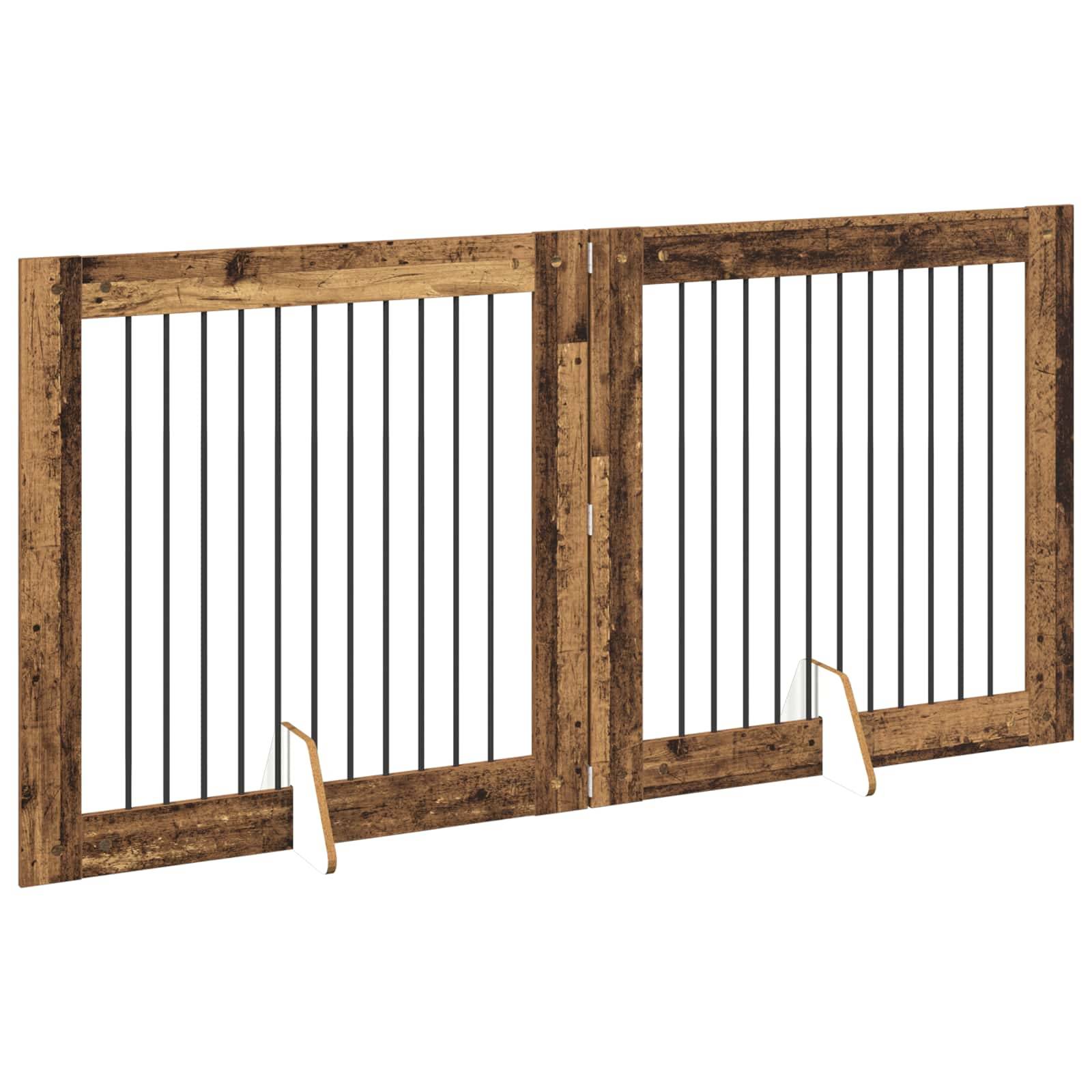 ComfortXL - Barrière Sécurité Chien Bois Intérieur Pliable 200x100cm Bois Ancien - ComfortXL Outdoor Living - Image 3