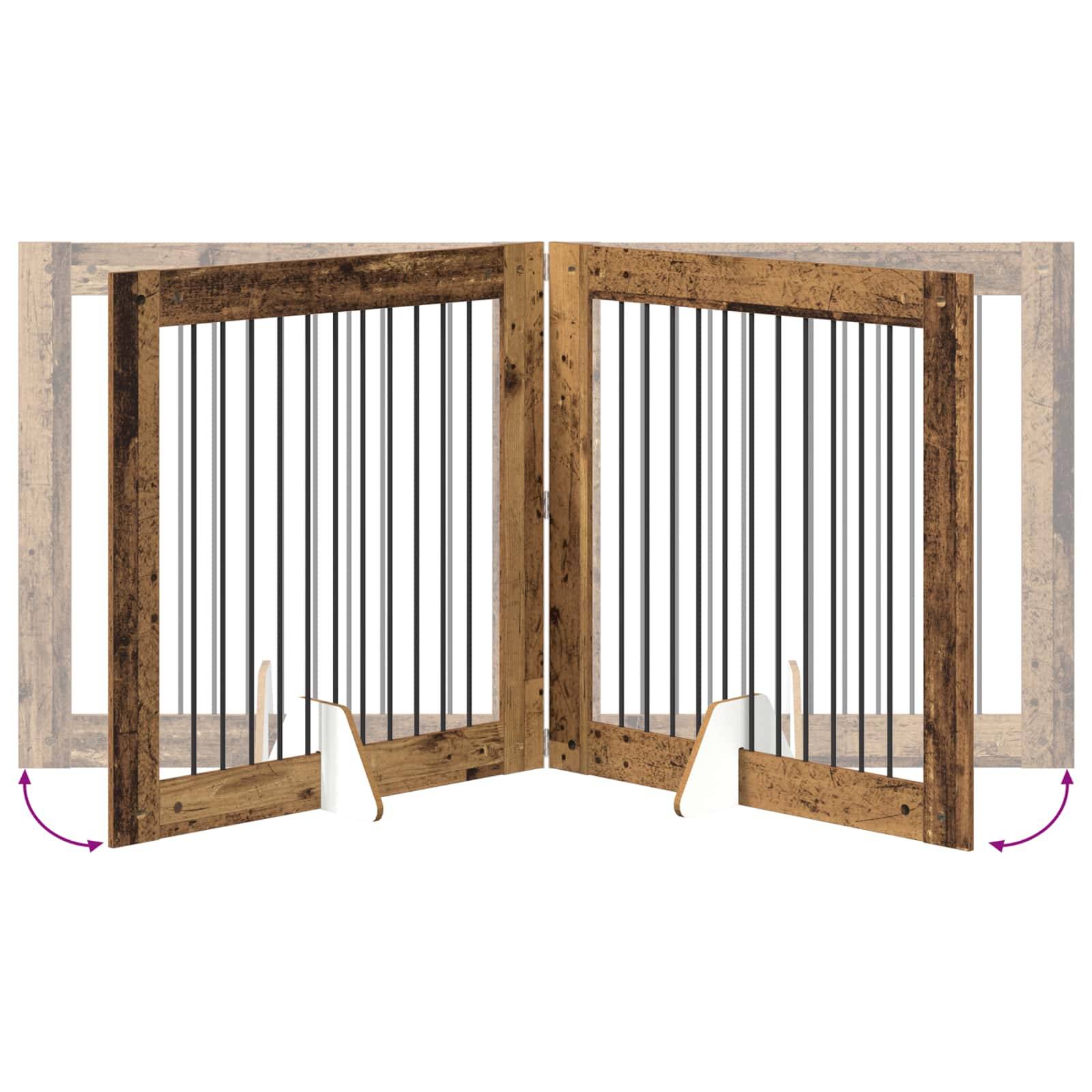 ComfortXL - Barrière Sécurité Chien Bois Intérieur Pliable 200x100cm Bois Ancien - ComfortXL Outdoor Living - Image 7