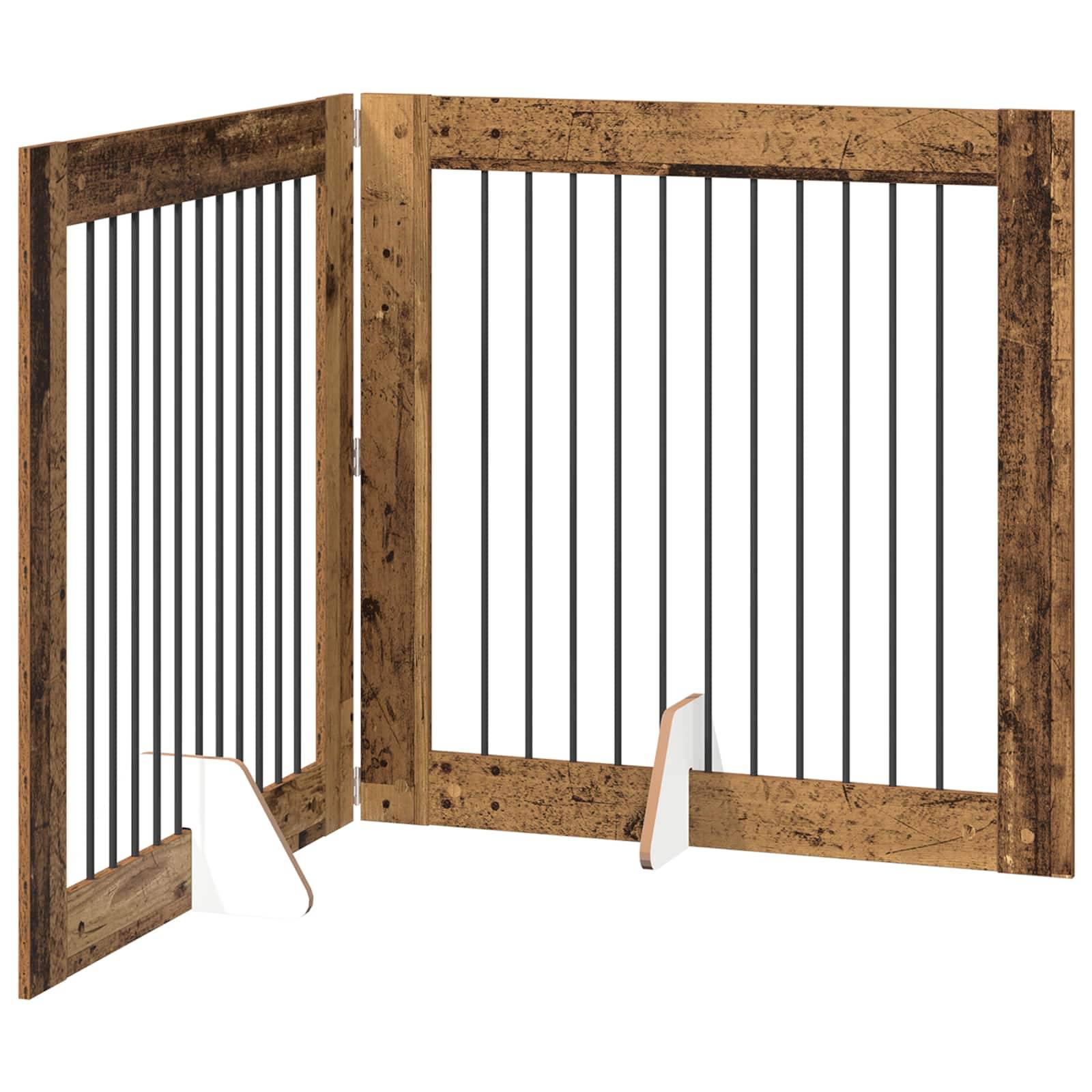 ComfortXL - Barrière Sécurité Chien Bois Intérieur Pliable 200x100cm Bois Ancien - ComfortXL Outdoor Living - Image 2