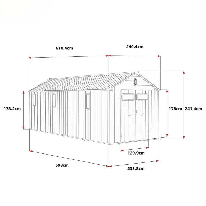 Abri de jardin 14m² résine polypropylène gris avec plancher Jobu Docker - Image 4