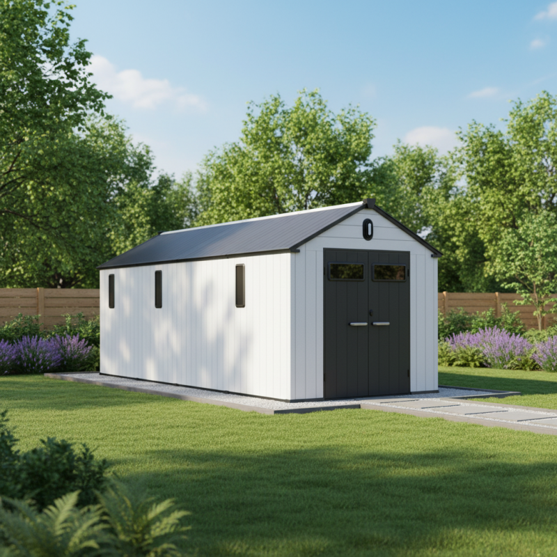 Abri de jardin 14m² résine polypropylène gris avec plancher Jobu Docker - Image 2