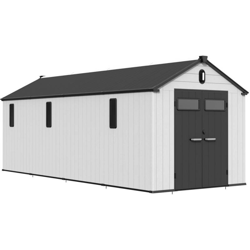 Abri de jardin 14m² résine polypropylène gris avec plancher Jobu Docker - Image 3
