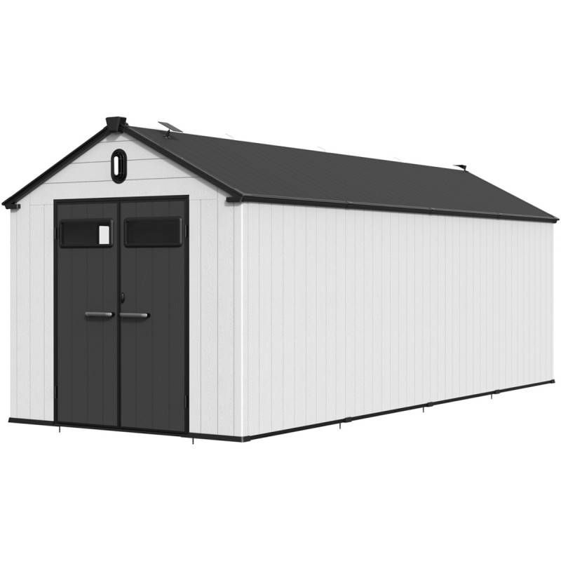 Abri de jardin 14m² résine polypropylène gris avec plancher Jobu Docker - Image 5