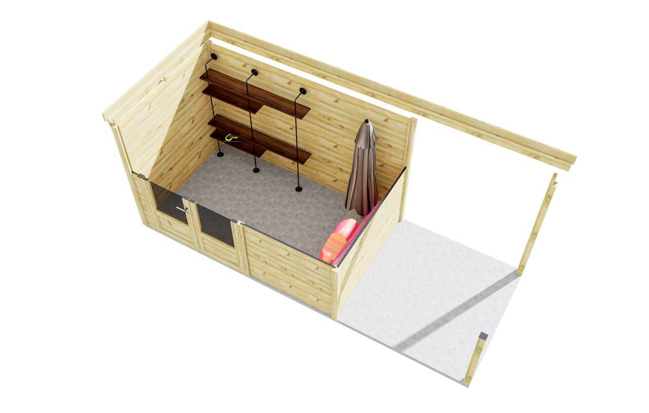 Abri Français - ABRI DE JARDIN bois  autoclave 27mm - 5,44x2,14m / 12m2 - Bac acier - Plancher bois - Image 5