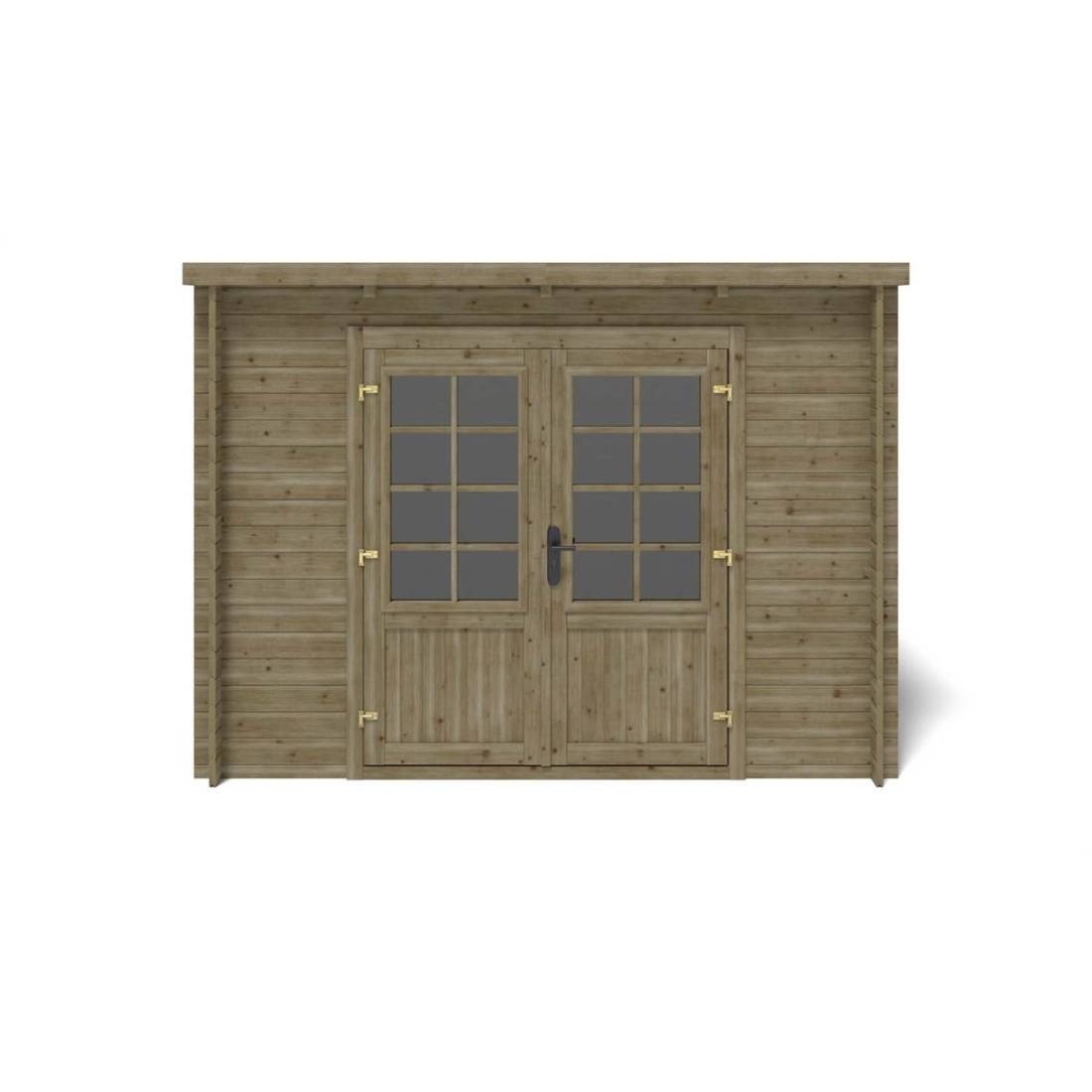 Altanka - Abri de jardin en bois - 9m2 - 3x3m - Traité - Ep. 28mm - Couleur: vert - DOM356 - ALTANKA - Image 3