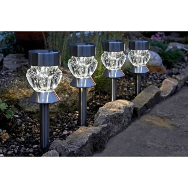 Smart Garden - Pack de 4 balises solaires verre Crystal - SMART GARDEN - Image 1