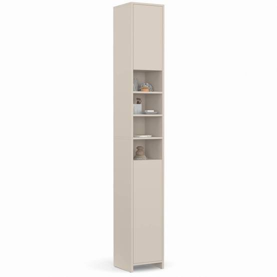 IDMARKET - Meuble colonne salle de bain TOMI 2 portes 4 niches beige - Image 2