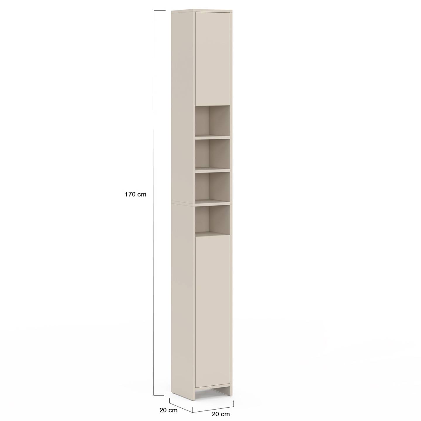 IDMARKET - Meuble colonne salle de bain TOMI 2 portes 4 niches beige - Image 5