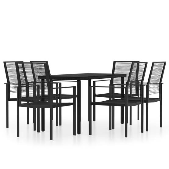 Ensemble Repas 6P 140cm Rotin Creux PVC et Acier Noir – ComfortXL Outdoor Living - Image 2