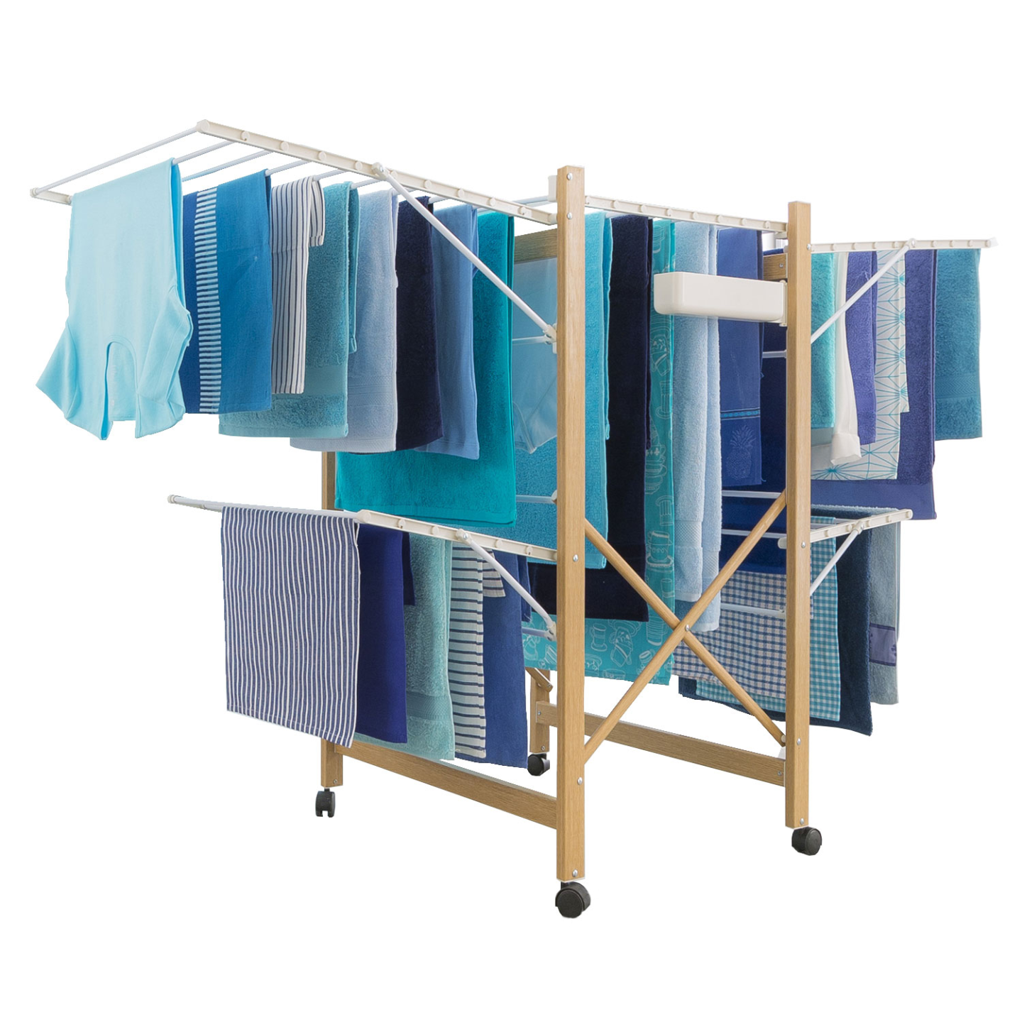 Séchoir à linge pliable DELUXE capacité 27M blanc et effet bois - Image 2