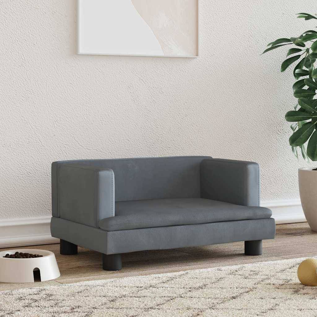 PANGIVO - Lit pour chien velours gris foncé 60 x 40 x 30 cm - PANGIVO - Image 1