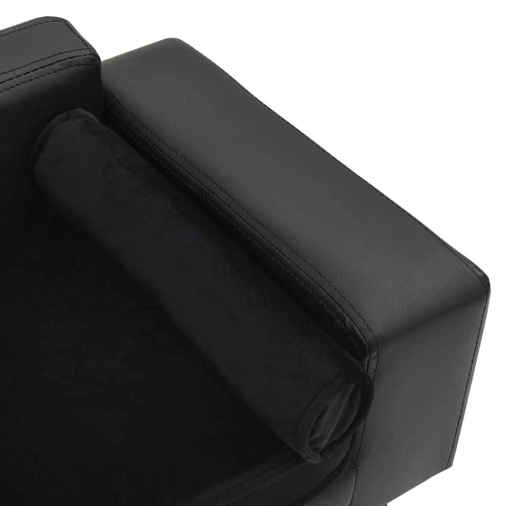 Vidaxl - Canapé pour chien Noir 81x43x31 cm Peluche et similicuir vidaXL 170954 - Image 4
