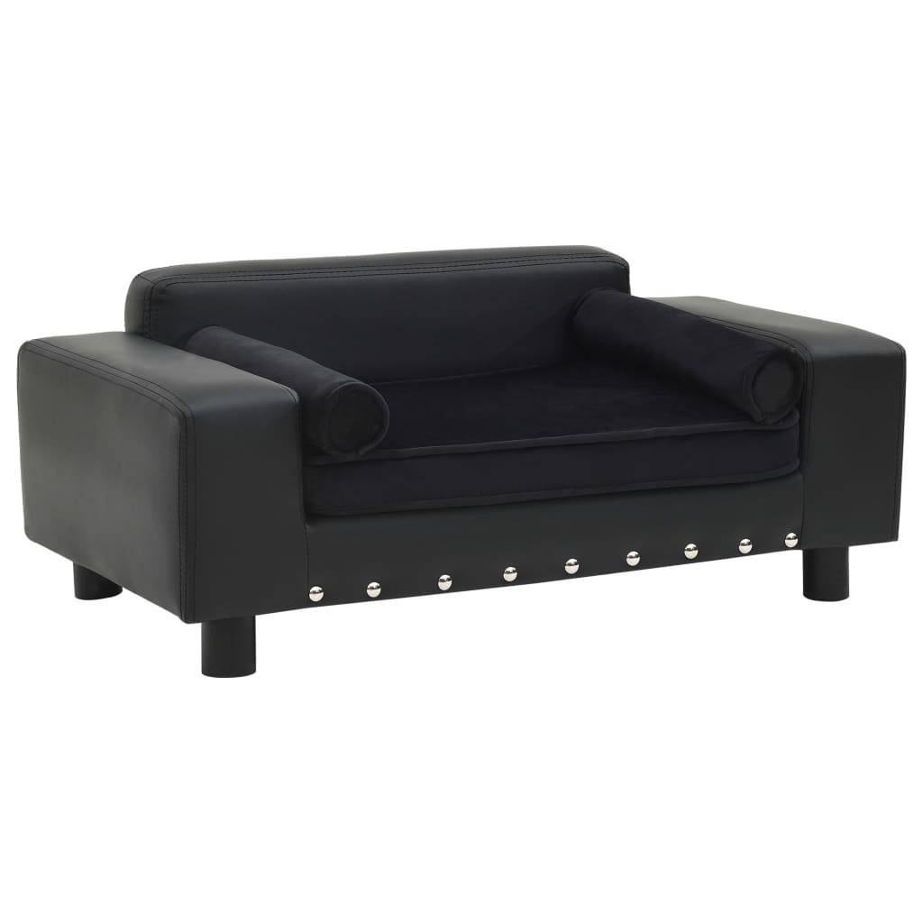 Vidaxl - Canapé pour chien Noir 81x43x31 cm Peluche et similicuir vidaXL 170954 - Image 1