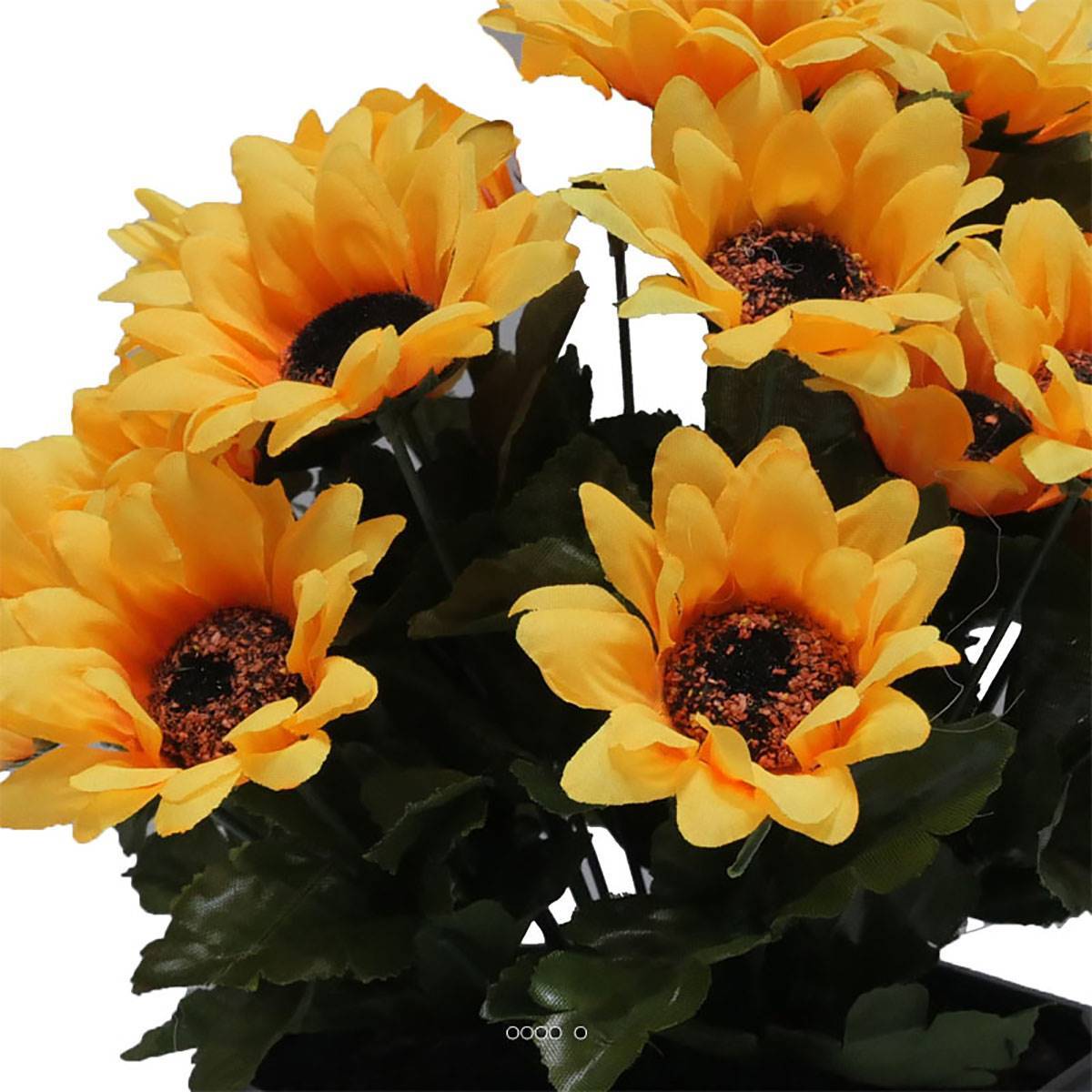 Artificielles - Composition fleurs artificielles cimetière vasque mini tournesols H27 cm D27 cm Jaune - couleur: Jaune - Image 3