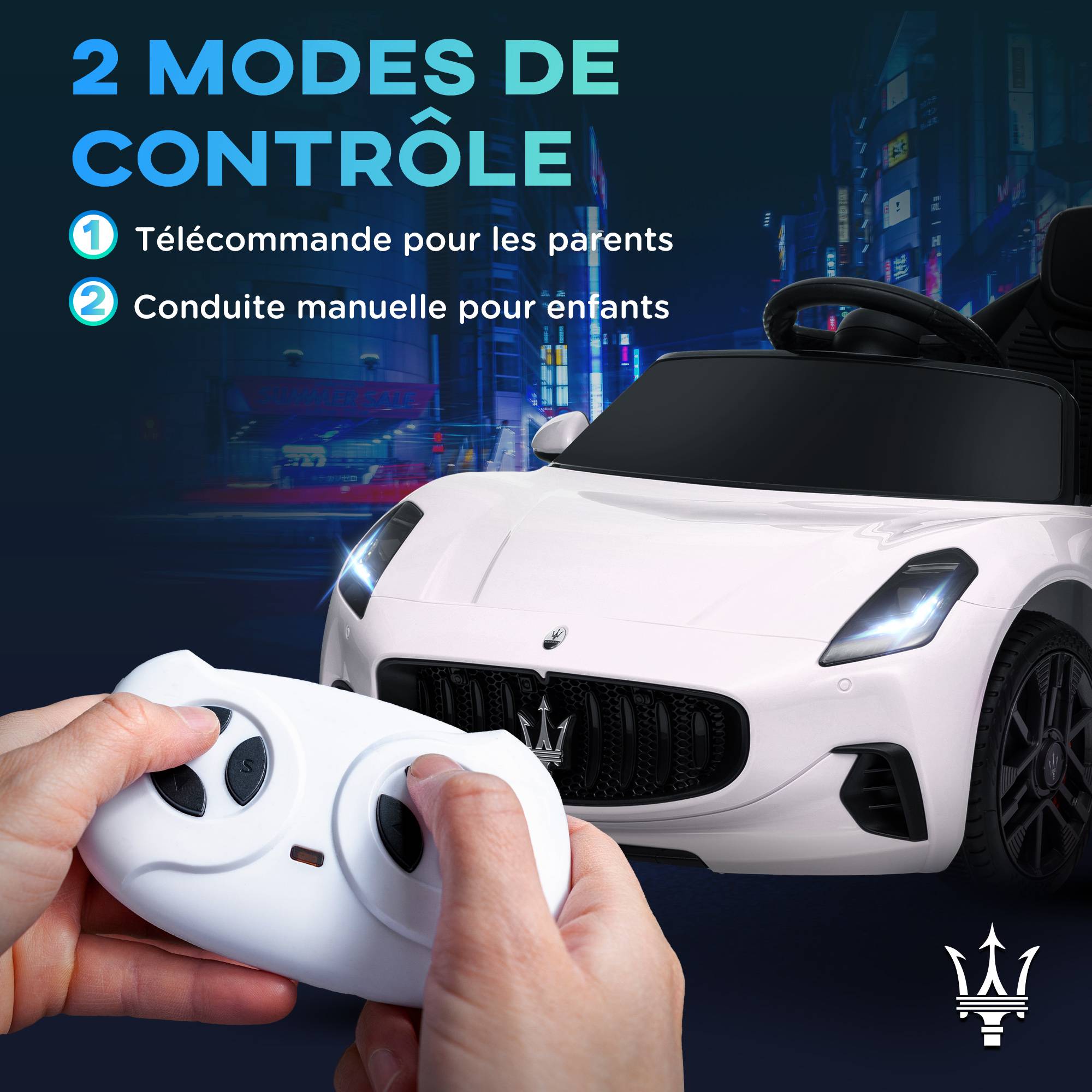 Voiture électrique pour enfants sous licence Maserati Gran Turismo Folgore, 12V avec télécommande, de 3 à 5 ans, blanc - Image 7