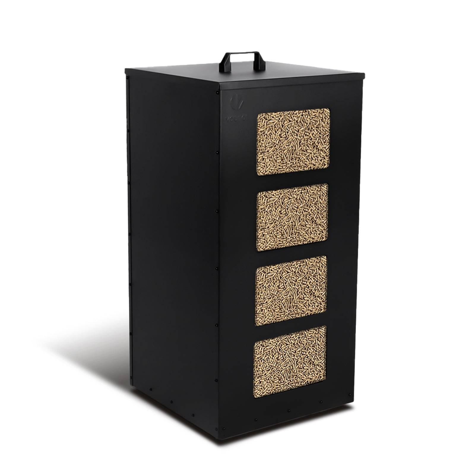 Vounot - Réservoir à granulés avec roulettes 45kg - 36x36x76cm - rangement à pellets en métal - noir - VOUNOT® - Image 1
