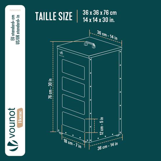 Vounot - Réservoir à granulés avec roulettes 45kg - 36x36x76cm - rangement à pellets en métal - noir - VOUNOT® - Image 3