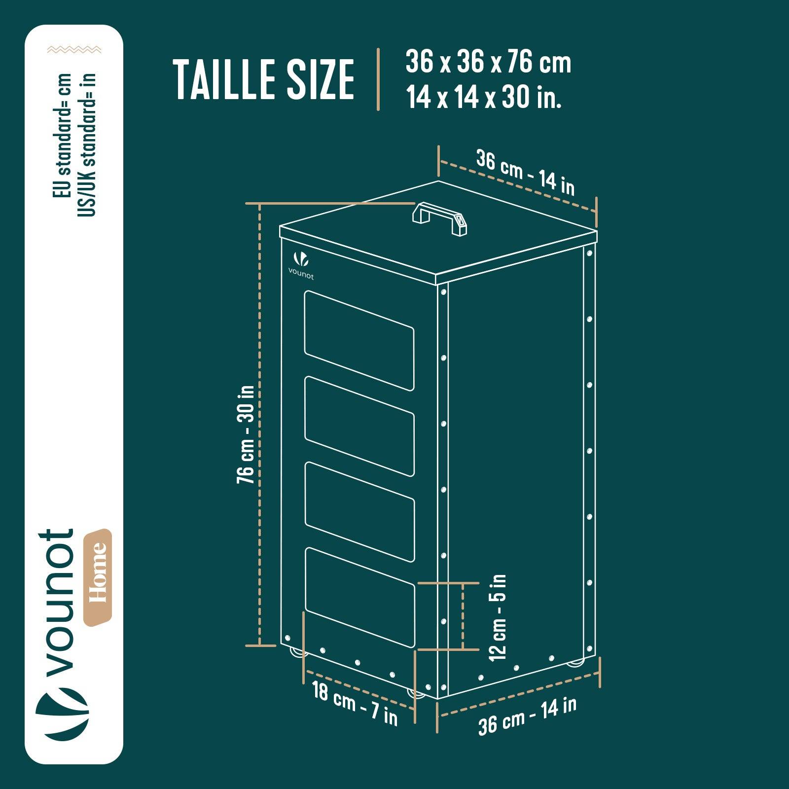 Vounot - Réservoir à granulés avec roulettes 45kg - 36x36x76cm - rangement à pellets en métal - noir - VOUNOT® - Image 3