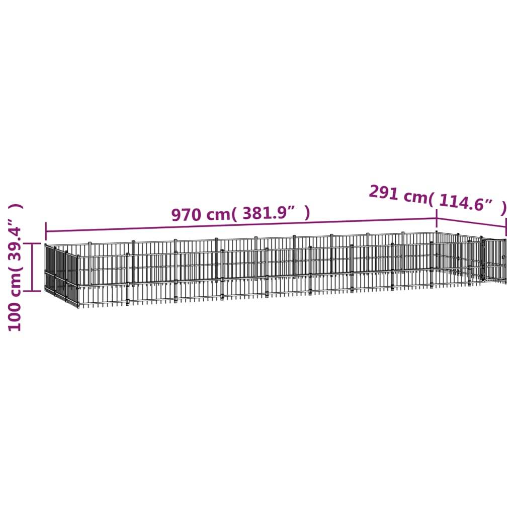 Vidaxl - Chenil d'extérieur pour chiens Acier 28,23 m² vidaXL 3124623 - Image 3