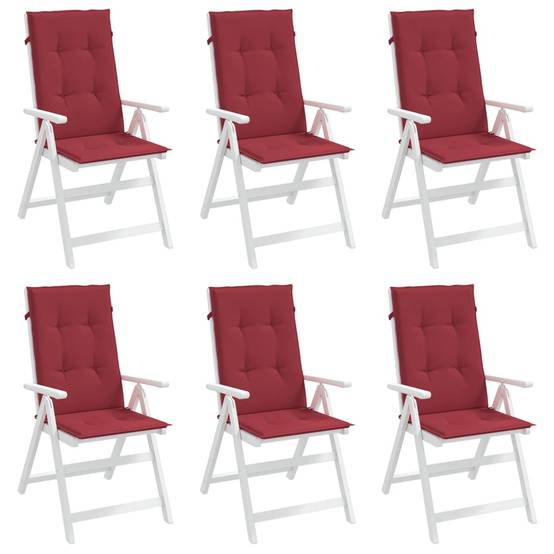 PANGIVO - Lot de 6 coussins de chaise à dossier haut polyester bordeaux 120 x 50 x 3 cm - PANGIVO - Image 4
