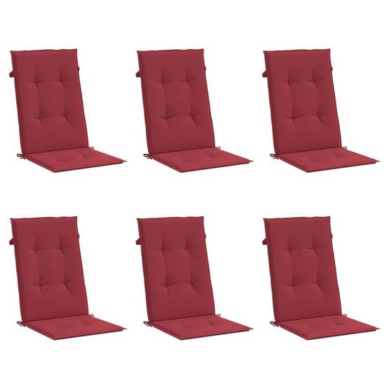 PANGIVO - Lot de 6 coussins de chaise à dossier haut polyester bordeaux 120 x 50 x 3 cm - PANGIVO - Image 3