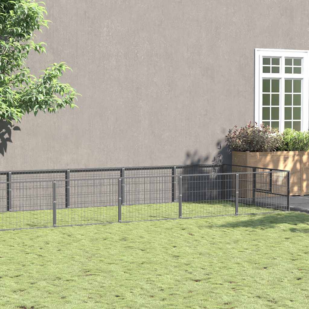 Vidaxl - Chenil Argenté 12 m² Acier vidaXL 3082122 - Image 1