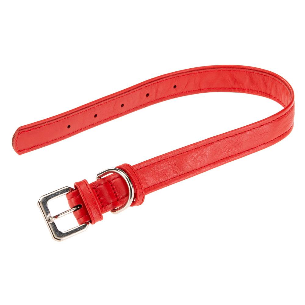 Ferplast - Collier pour Chiens VOGUE CF25/49, Cuir Véritable, Réglable, Boucle en Métal, Rouge - Image 1
