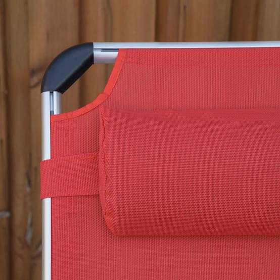Bain de soleil pliant en aluminium pour jardin et terrasse dossier inclinable rouge - ComfortXL Outdoor Living - Image 9
